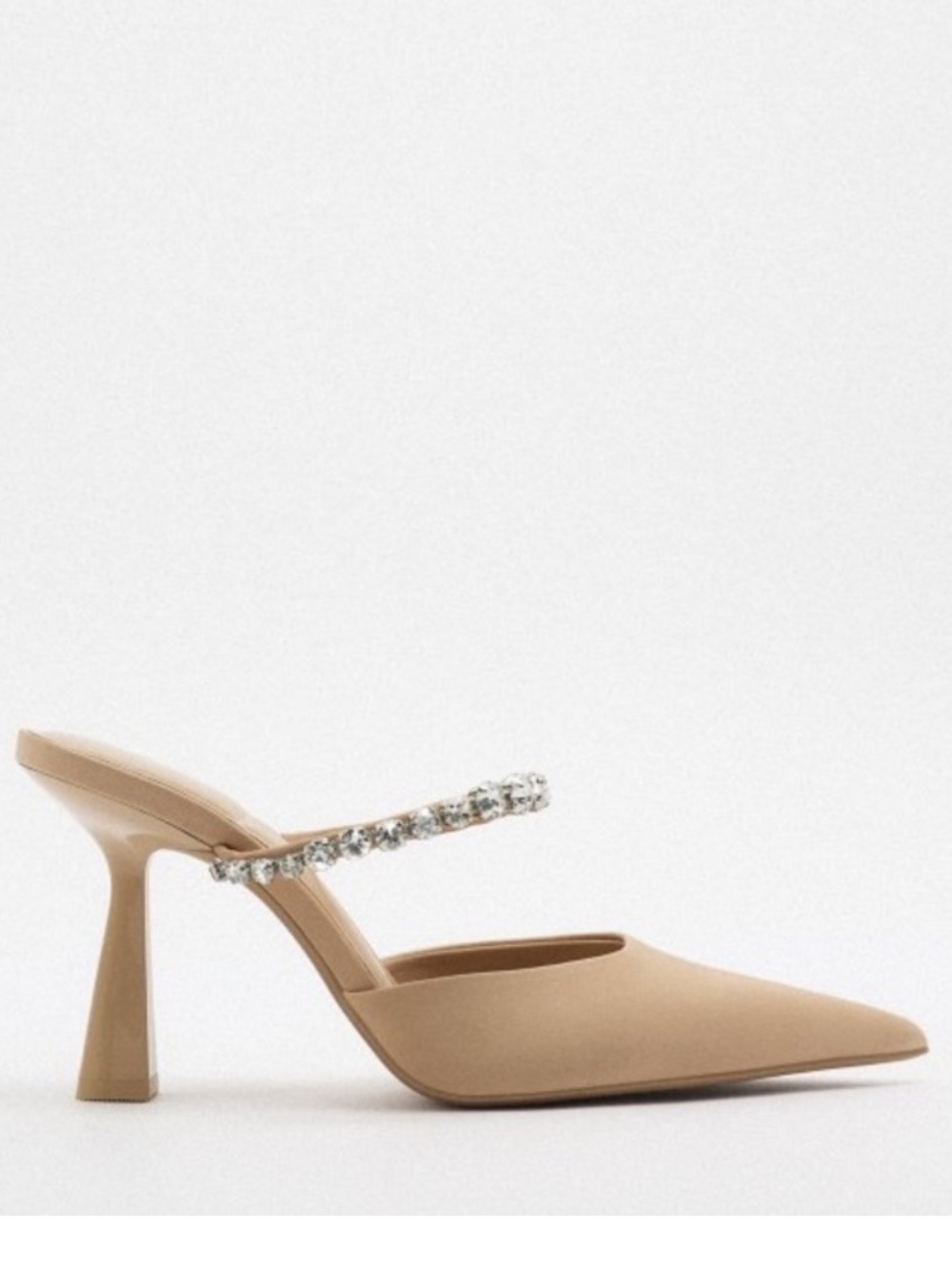Zara Jeweled Satin Mule Nude - Picture 2 of 12